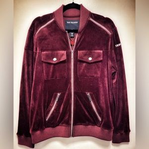 True Religion Velvet Zip Up Bomber Jacket